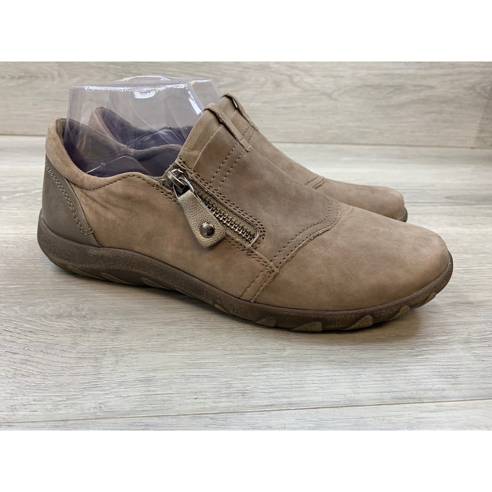 Cobb‎ Hill Rockport Women's 8 Taupe Leather Side Zip Loafers Brown Shoes